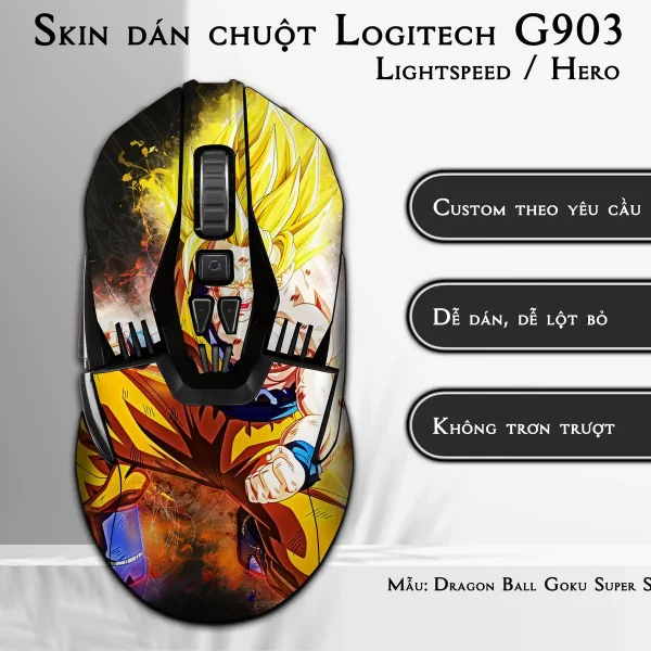 Skin dán chuột Logitech G903 mẫu Dragon Ball Goku Super Saiyan 3 7vnr79