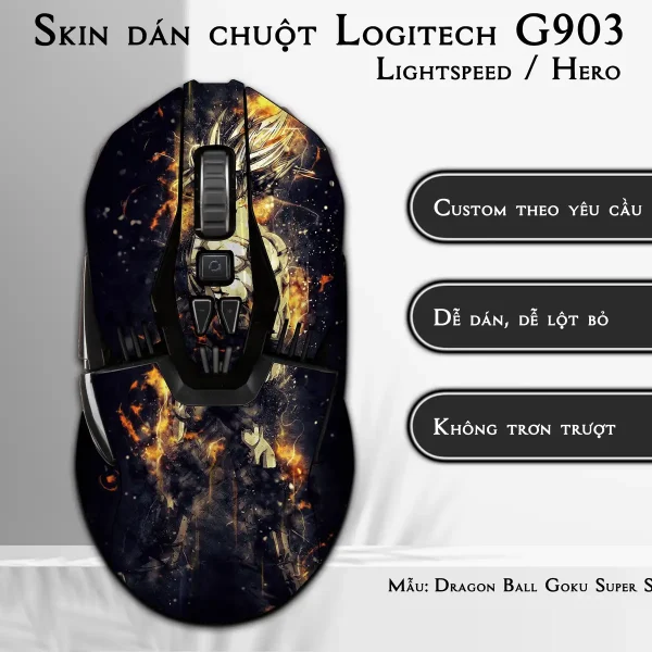Skin dán chuột Logitech G903 mẫu Dragon Ball Goku Super Saiyan 4 7vnr80