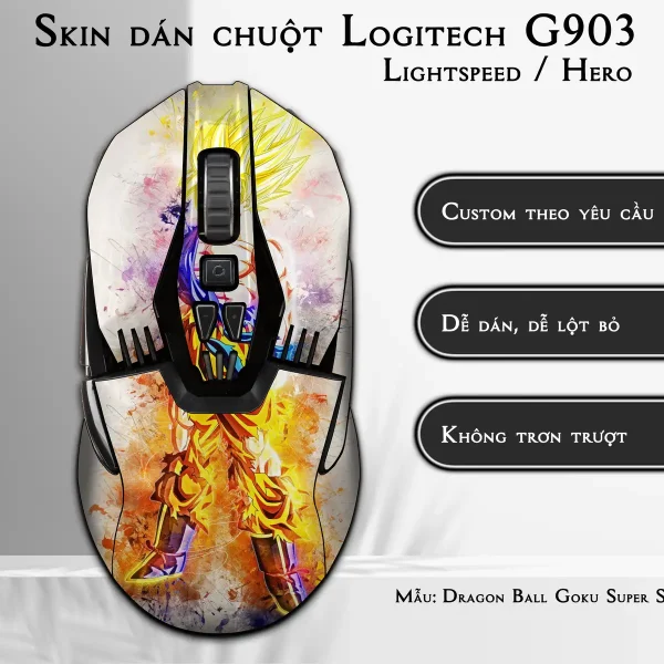 Skin dán chuột Logitech G903 mẫu Dragon Ball Goku Super Saiyan 5 7vnr81