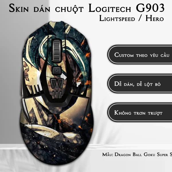 Skin dán chuột Logitech G903 mẫu Dragon Ball Goku Super Saiyan 7vnr84
