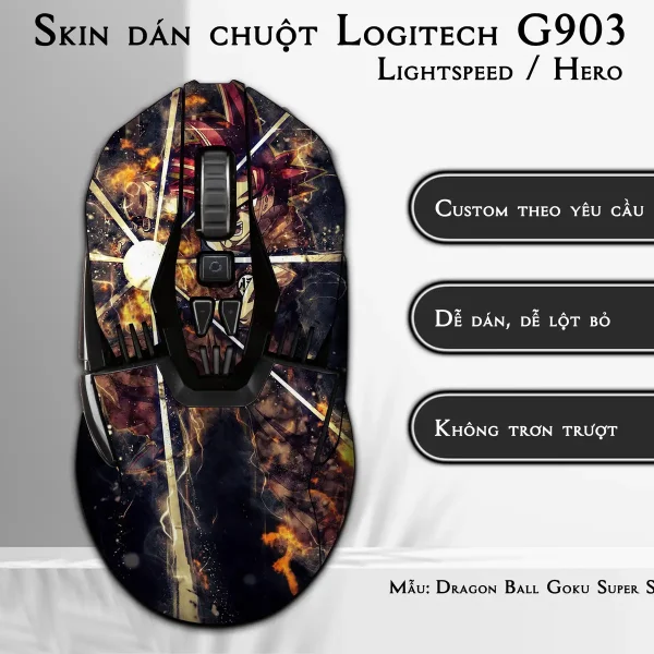 Skin dán chuột Logitech G903 mẫu Dragon Ball Goku Super Saiyan God 7vnr83
