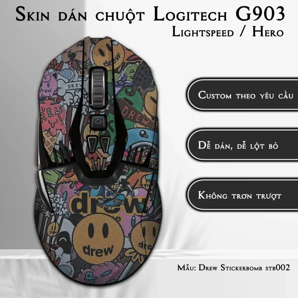 Skin dán chuột Logitech G903 mẫu Drew Stickerbomb stb002