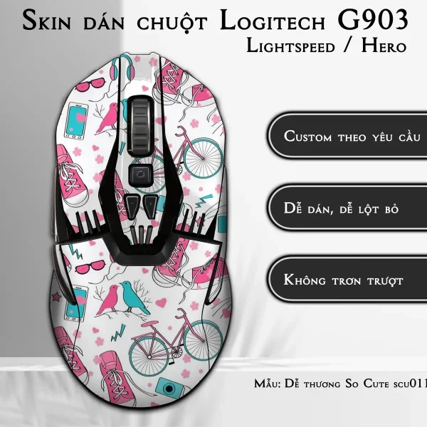 Skin dán chuột Logitech G903 mẫu Dễ thương So Cute scu011