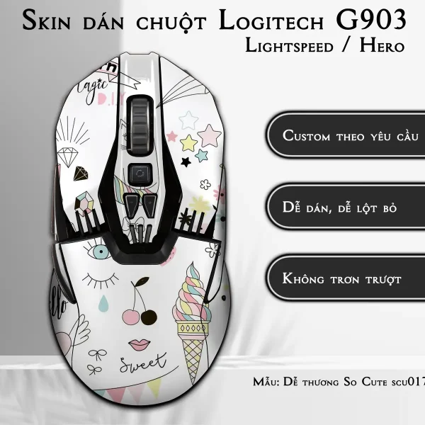 Skin dán chuột Logitech G903 mẫu Dễ thương So Cute scu017