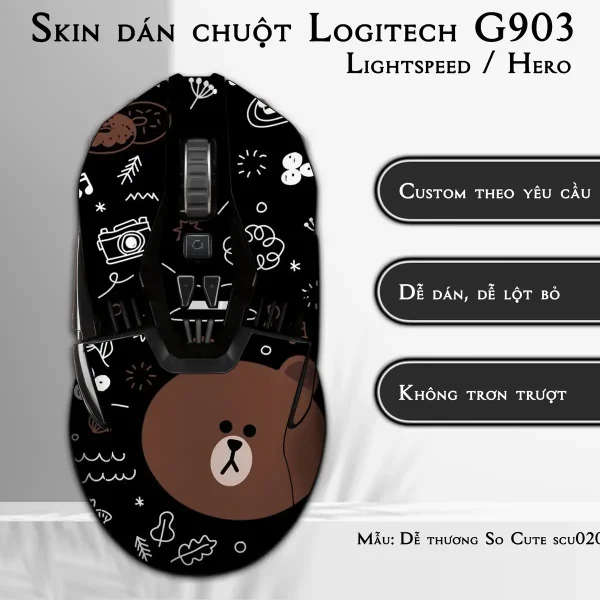 Skin dán chuột Logitech G903 mẫu Dễ thương So Cute scu020