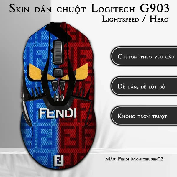 Skin dán chuột Logitech G903 mẫu Fendi Monster fen02