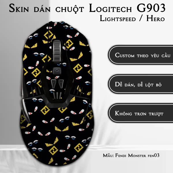 Skin dán chuột Logitech G903 mẫu Fendi Monster fen03