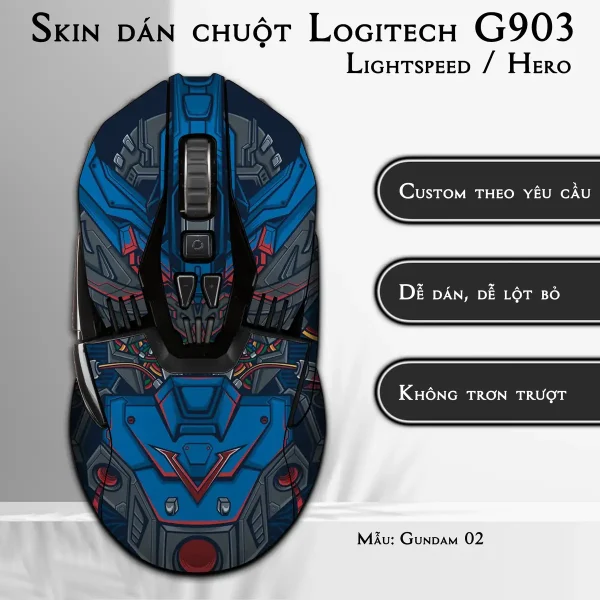 Skin dán chuột Logitech G903 mẫu Gundam 02
