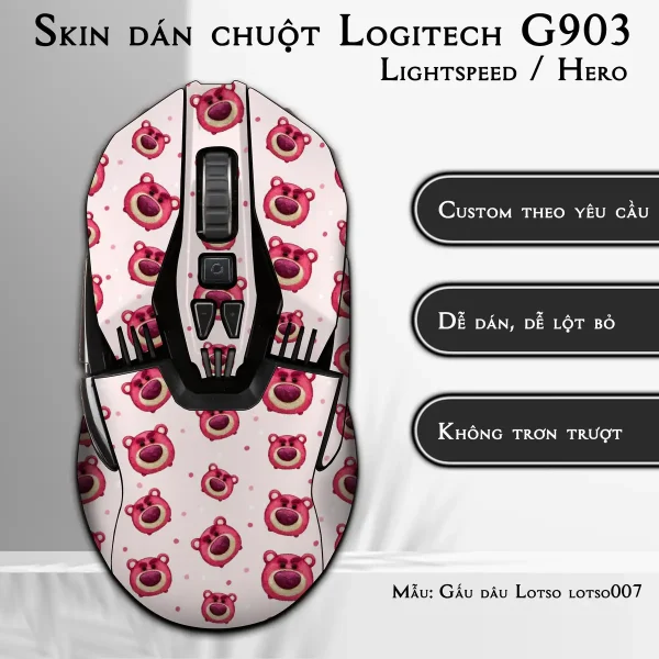 Skin dán chuột Logitech G903 mẫu Gấu dâu Lotso lotso007