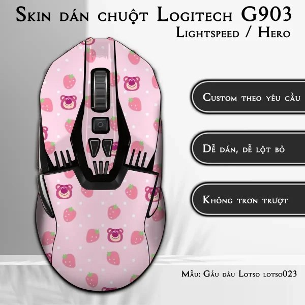 Skin dán chuột Logitech G903 mẫu Gấu dâu Lotso lotso023