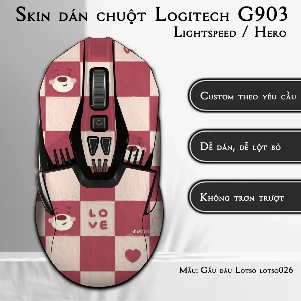 Skin dán chuột Logitech G903 mẫu Gấu dâu Lotso lotso026