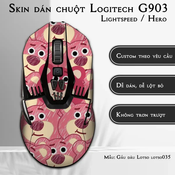 Skin dán chuột Logitech G903 mẫu Gấu dâu Lotso lotso035