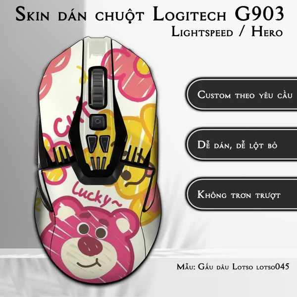 Skin dán chuột Logitech G903 mẫu Gấu dâu Lotso lotso045
