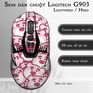 Skin dán chuột Logitech G903 mẫu gấu hồng