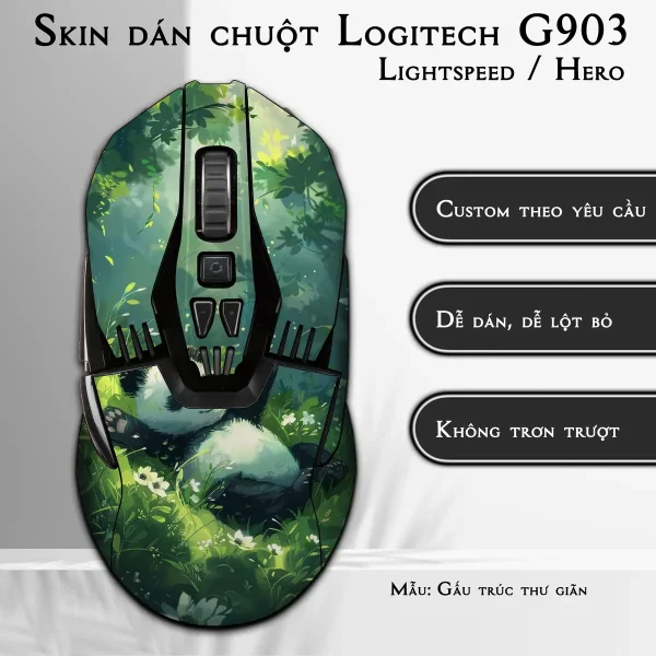 Skin dán chuột Logitech G903 mẫu Gấu trúc thư giãn