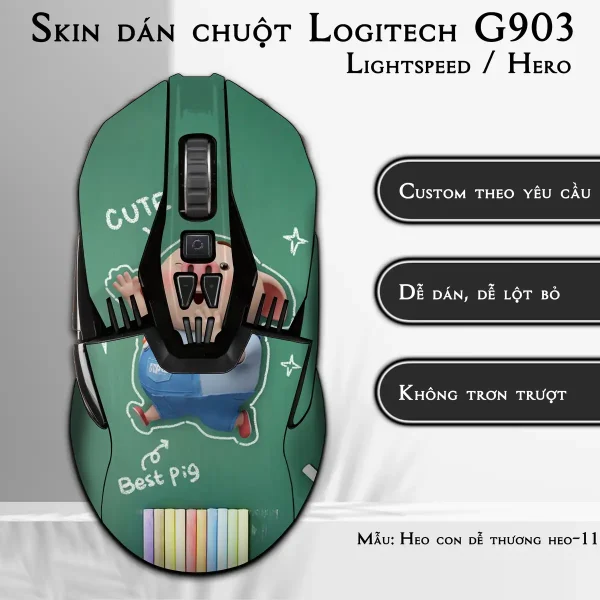 Skin dán chuột Logitech G903 mẫu Heo con dễ thương heo-114