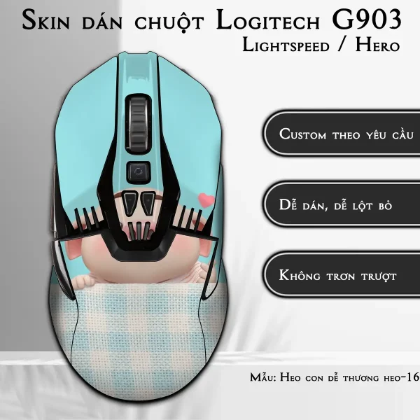 Skin dán chuột Logitech G903 mẫu Heo con dễ thương heo-163