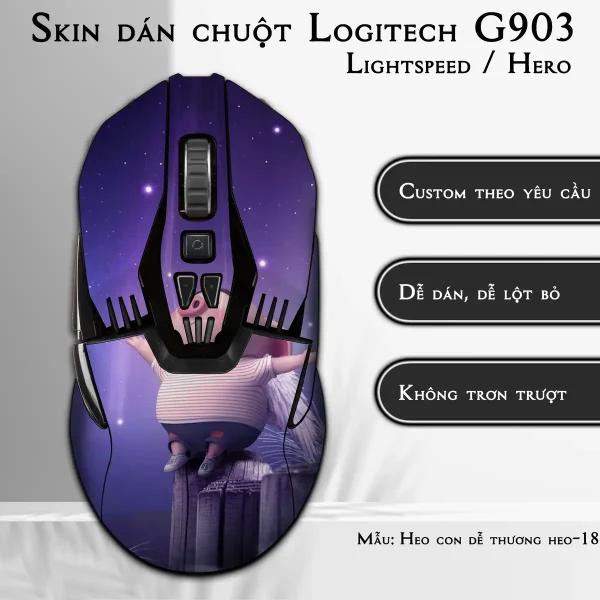 Skin dán chuột Logitech G903 mẫu Heo con dễ thương heo-180
