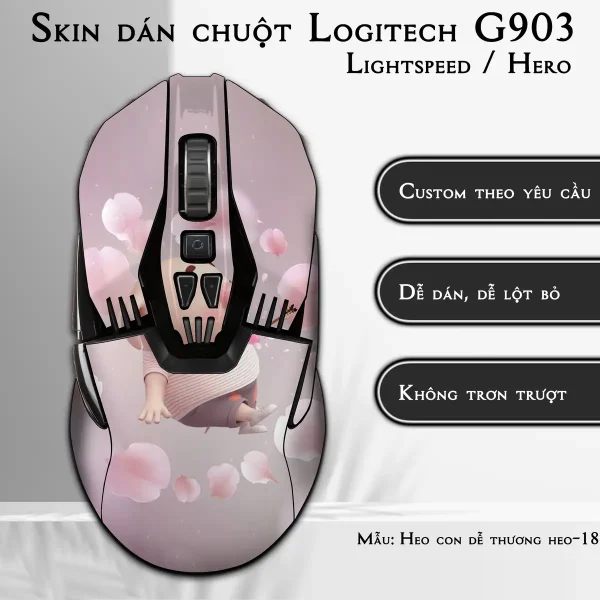 Skin dán chuột Logitech G903 mẫu Heo con dễ thương heo-187