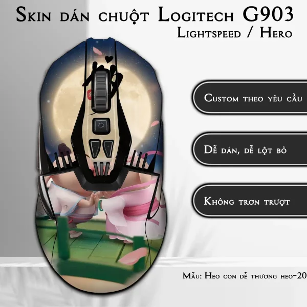 Skin dán chuột Logitech G903 mẫu Heo con dễ thương heo-204