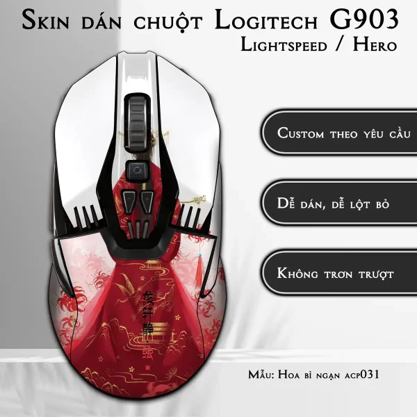Skin dán chuột Logitech G903 mẫu Hoa bỉ ngạn acp031