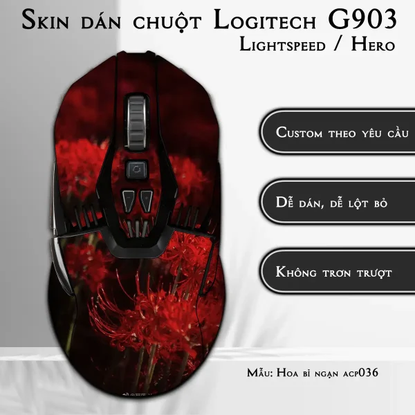 Skin dán chuột Logitech G903 mẫu Hoa bỉ ngạn acp036