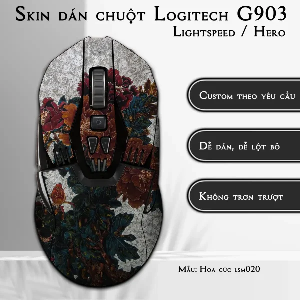 Skin dán chuột Logitech G903 mẫu Hoa cúc lsm020