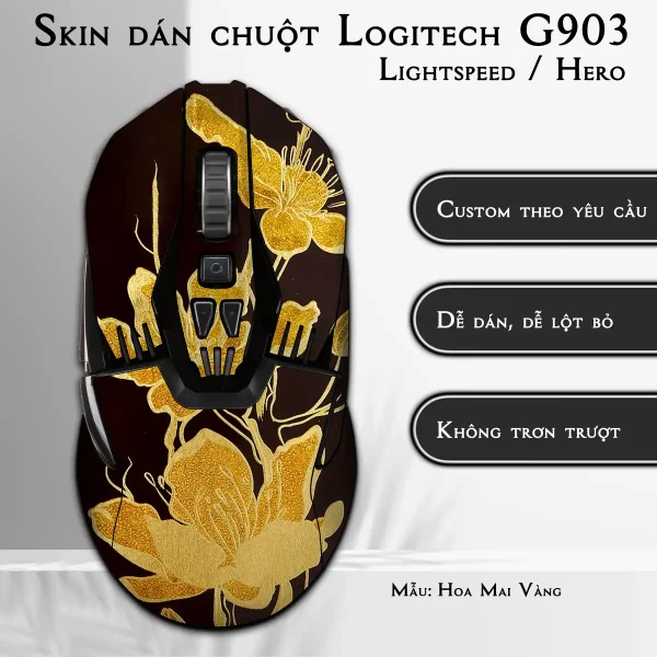 Skin dán chuột Logitech G903 mẫu Hoa Mai Vàng