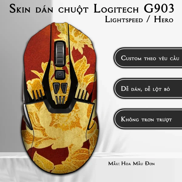 Skin dán chuột Logitech G903 mẫu Hoa Mẫu Đơn