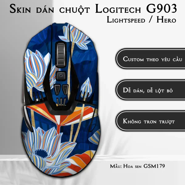 Skin dán chuột Logitech G903 mẫu Hoa sen GSM179