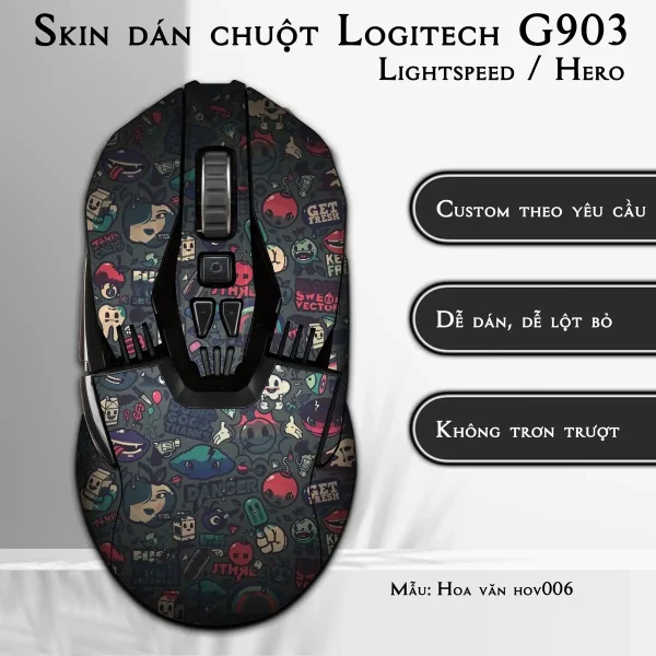 Skin dán chuột Logitech G903 mẫu Hoa văn hov006