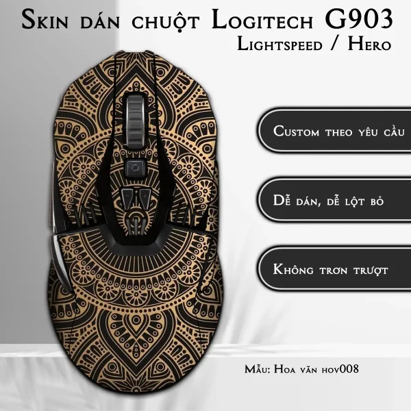 Skin dán chuột Logitech G903 mẫu Hoa văn hov008