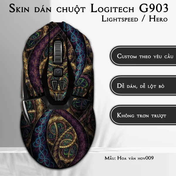 Skin dán chuột Logitech G903 mẫu Hoa văn hov009