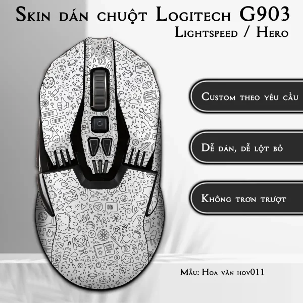 Skin dán chuột Logitech G903 mẫu Hoa văn hov011