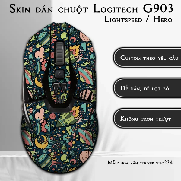 Skin dán chuột Logitech G903 mẫu hoa văn sticker stic234