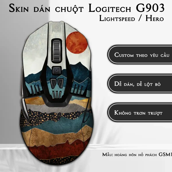 Skin dán chuột Logitech G903 mẫu hoàng hôn hổ phách GSM180