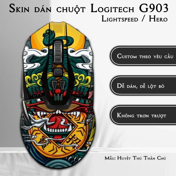 Skin dán chuột Logitech G903 mẫu Huyết Thú Thần Chú