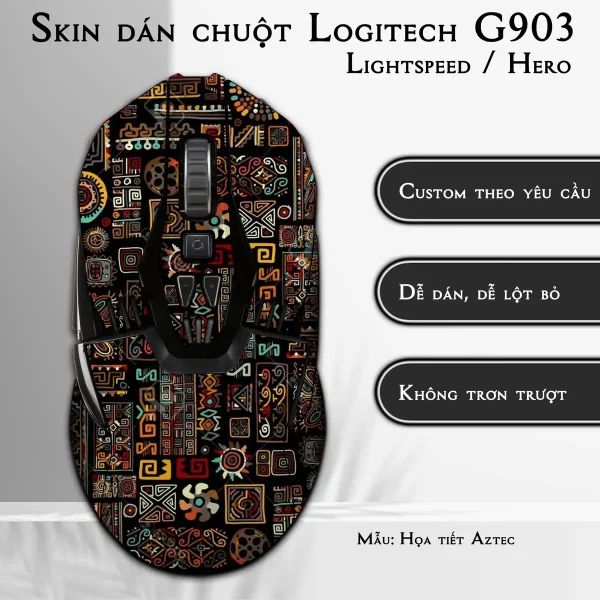 Skin dán chuột Logitech G903 mẫu Họa tiết Aztec