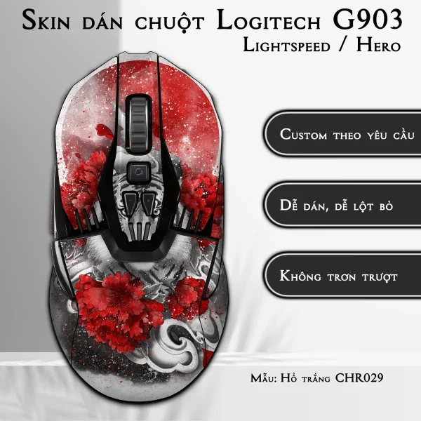 Skin dán chuột Logitech G903 mẫu Hổ trắng CHR029