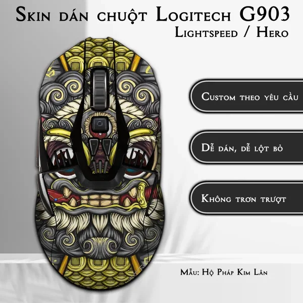 Skin dán chuột Logitech G903 mẫu Hộ Pháp Kim Lân