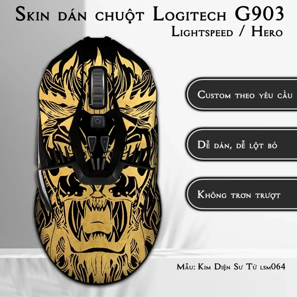 Skin dán chuột Logitech G903 mẫu Kim Diện Sư Tử lsm064