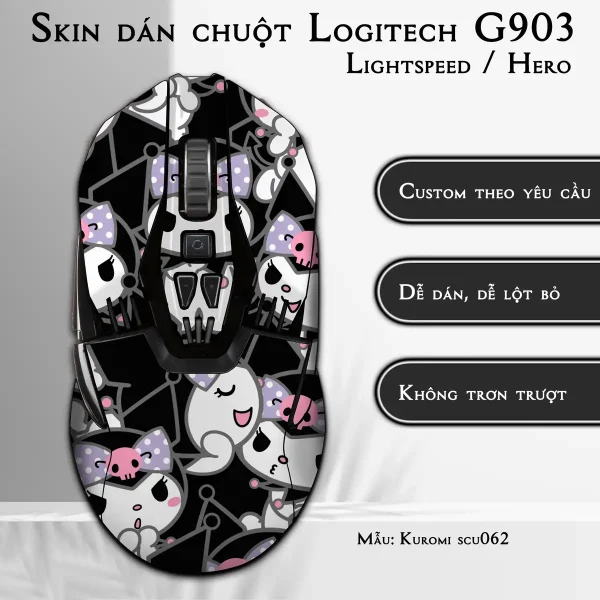 Skin dán chuột Logitech G903 mẫu Kuromi scu062