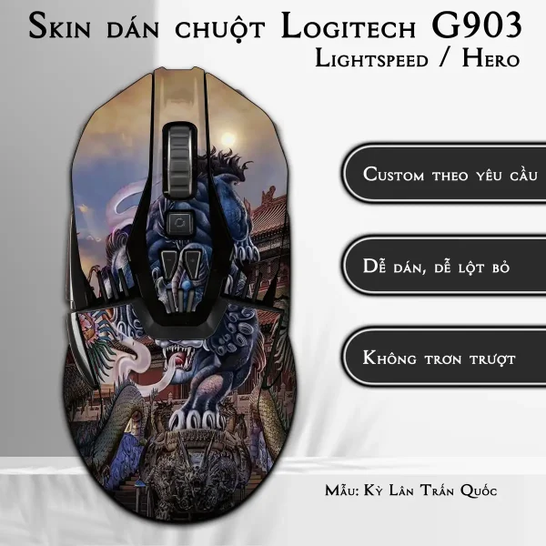 Skin dán chuột Logitech G903 mẫu Kỳ Lân Trấn Quốc