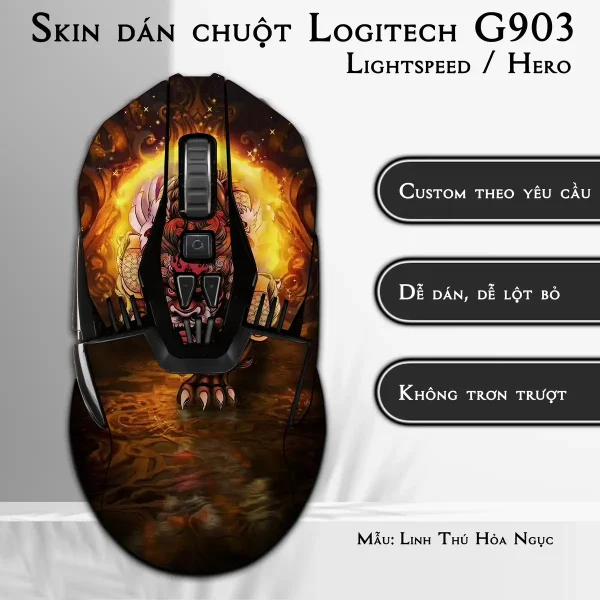 Skin dán chuột Logitech G903 mẫu Linh Thú Hỏa Ngục