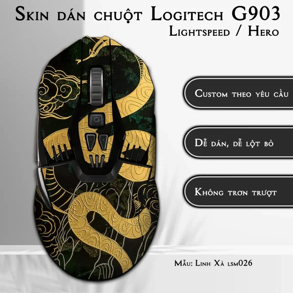 Skin dán chuột Logitech G903 mẫu Linh Xà lsm026