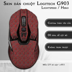 Skin dán chuột Logitech G903 mẫu LV đỏ mận- lv011