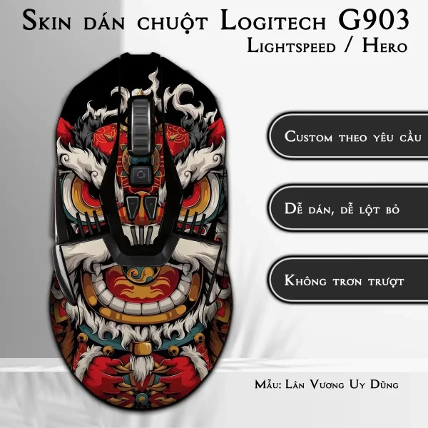 Skin dán chuột Logitech G903 mẫu Lân Vương Uy Dũng