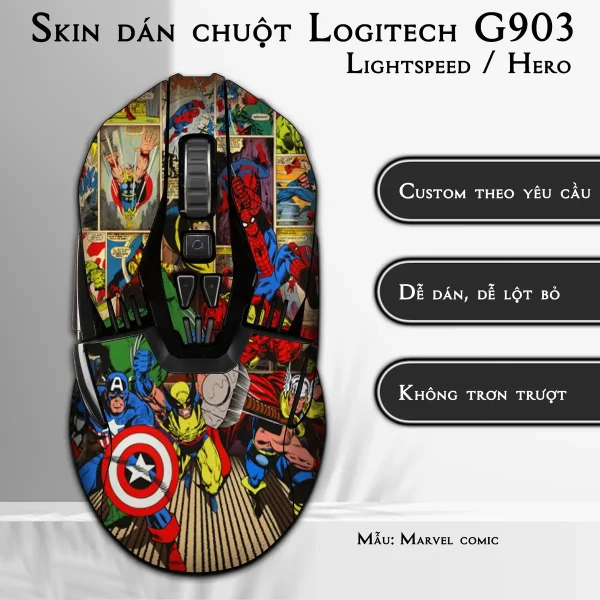 Skin dán chuột Logitech G903 mẫu Marvel comic