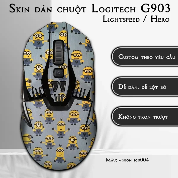 Skin dán chuột Logitech G903 mẫu minion scu004