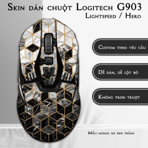 Skin dán chuột Logitech G903 mẫu mosaic đá đen trắng
